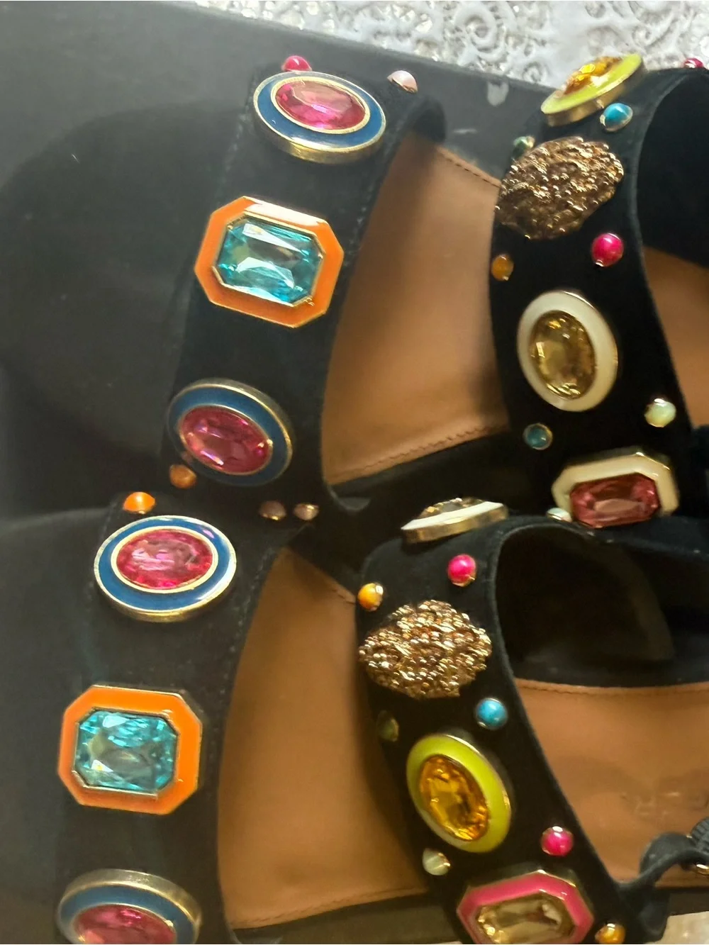 Kurt Geiger Set Black Jeweled Sandals with matching clutch purse set   9.5